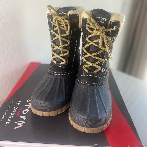 New Storm By Cougar Waterproof Lace-up Candela Winter Boots Black Womens Size 8 - Picture 4 of 9